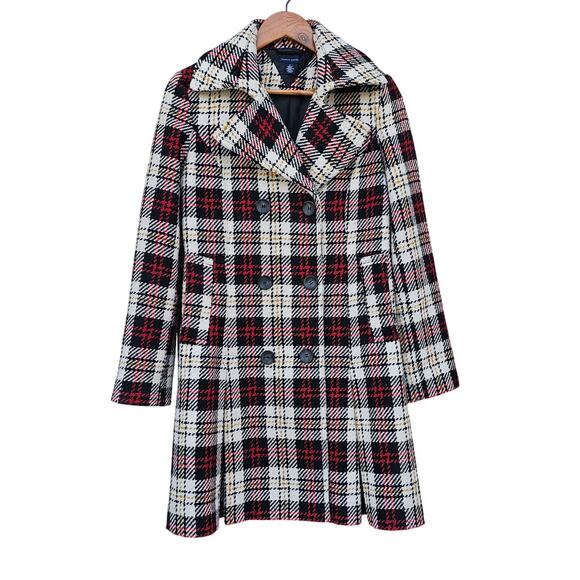 Tommy Hilfiger Wool Blend Peacoat Red Plaid Size 4 - Picture 1 of 4